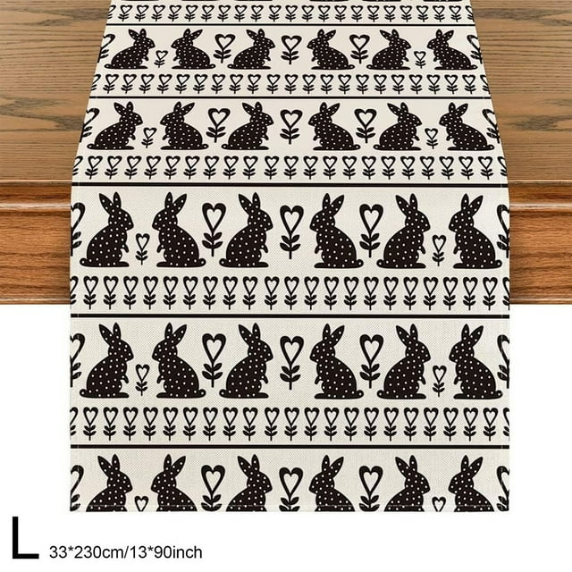 Lydiaunistar Easter Decorations for Home: Bunny Rabbit Table Runner Indoor Outdoor Kitchen Dining Table Decor, Spring Summer Holiday Party Centerpiece