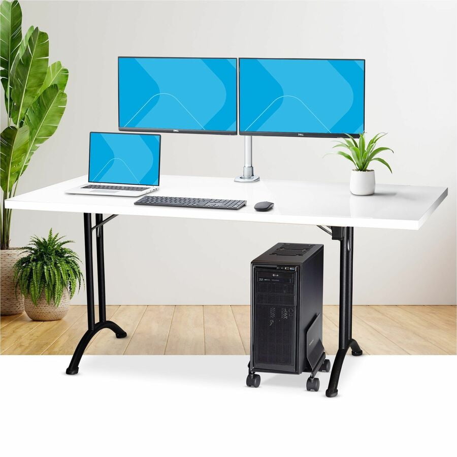 StarTech.com Computer Tower Cart, Rolling CPU Caddy on Wheels, Max Load 46.3lb/21kg, Adjustable PC Case Mount, Floor Stand Dolly, Steel