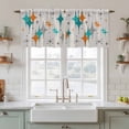 thumbnail image 2 of Teal Orange Boho Tier Curtains, Middle Century Geometric Abstract Light Filtering Kitchen Curtains, 2Pcs Rod Pocket Half Window Treatments Panels for Sink Cafe Cabinet Camper 27.5x24 Inches, 2 of 9