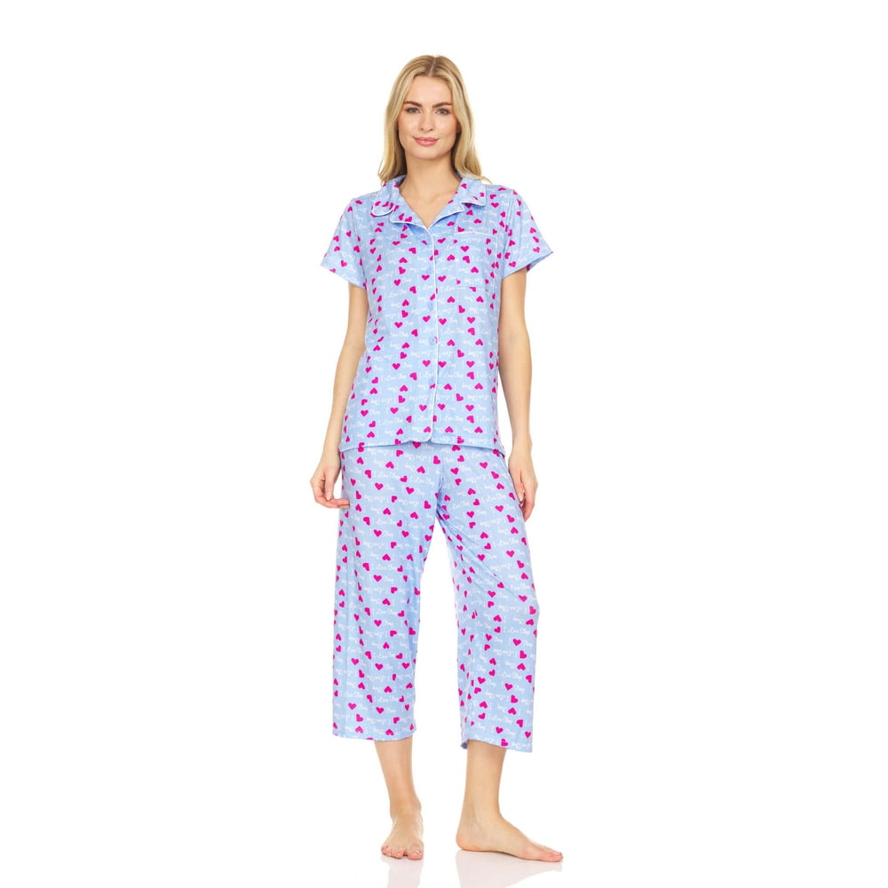 Lati Fashion - 8102C Womens Sleepwear Woman Short Sleeve Button Down ...