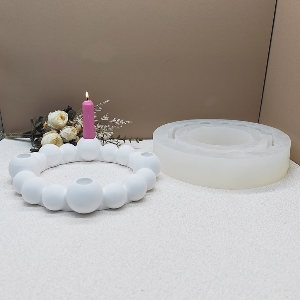 lanema Hand-Making Silicone Mold Sphere Candle Base Moulds Silicone Candle Holder Molds