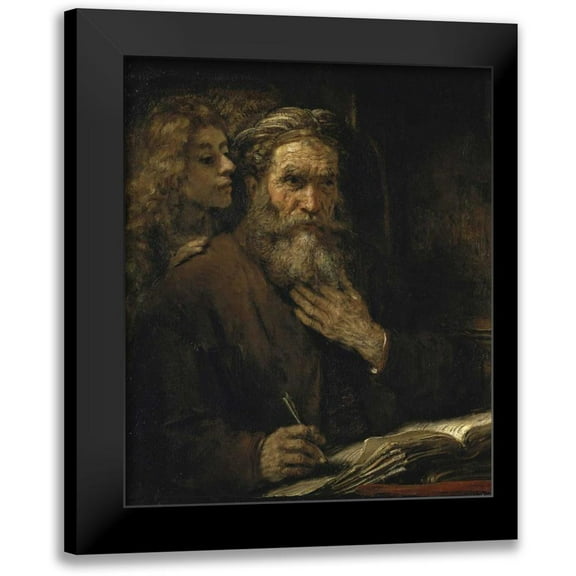 Van Rijn, Rembrandt 12x14 Black Modern Framed Museum Art Print Titled - Saint Matthew and The Angel