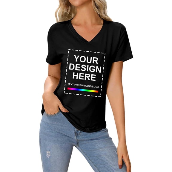 Women's T-Shirt, Design Your Own Personalized Cotton Tee | Upload Text/Photo/Logo