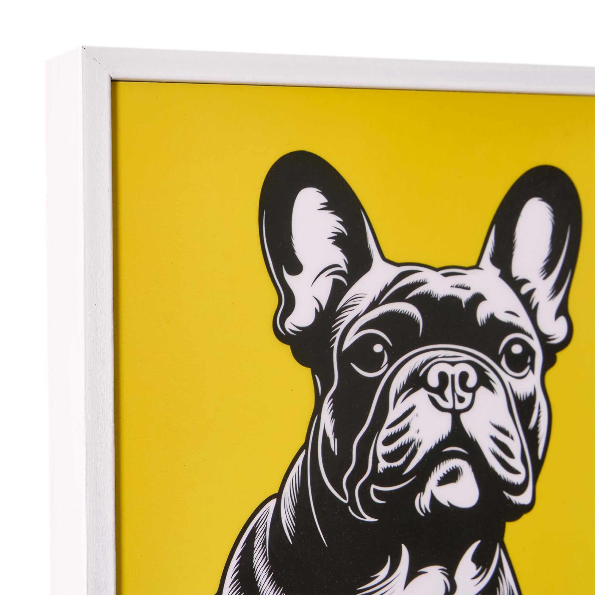 American Art Decor French Bulldog Rainbow Grid Lacquer 18" x 18" Wall Decor