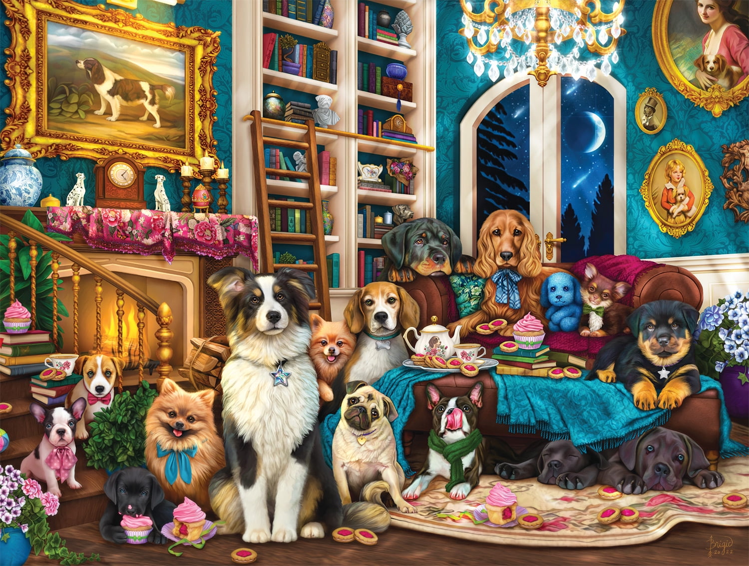Buffalo Games 750-Piece Dog Days Dogs in the Library Jigsaw Puzzle