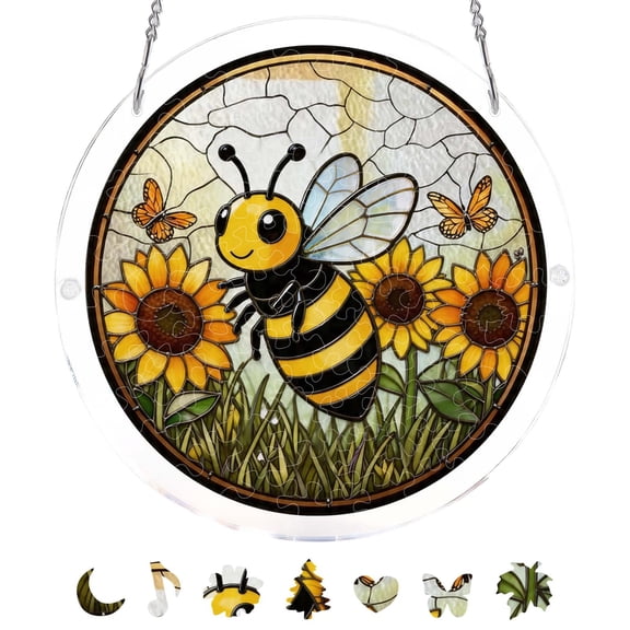 DIY 83 Piece Suncatcher Puzzle, Stained Glass Acrylic Window Hanging for Home Decor, Rainbow Gift for Mom Women(A)