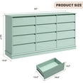 thumbnail image 2 of 12 Drawer Dressers for Bedroom, Chest of Drawers with Deep Drawers, Large Double Dresser for Closet with Wide Top, Horizontal Wooden Dresser for Living Room, Hallway, Kids Room, Green, 2 of 8