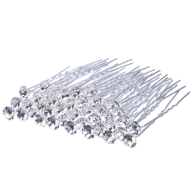 40 Uds. Horquillas para el pelo de boda nupcial, flores de diamantes de imitación, pinzas para el pelo de perlas, accesorios, horquillas en forma de U para mujeres y niñas, peinados de boda JAMW Sencillez