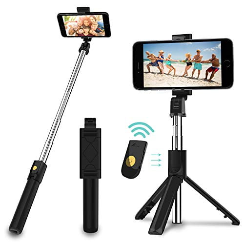 CamKpell Extendable Monopod Tripod Remote Shutter Selfie Stick For Mobile Phone Wireless Remote Self-timer Artifact Rod Black