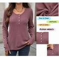 thumbnail image 6 of Sucegi Trendy Women's Long - Sleeve Henley Shirt - Button Detail Design, Premium Waffle Knit, A Must - Have in the Wardrobe, 6 of 7