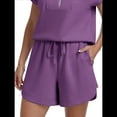 thumbnail image 3 of Pantalones Cortos Deportivos con Cordón para Mujer, de Cintura Alta, para Hacer Ejercicio en Verano, con Bolsillos. Uva Morada M, 3 of 7
