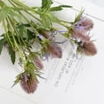 thumbnail image 5 of HUIANER 2Pcs Fake Silk Thistle 26.7'' Simulation Sea Holly for Wedding Bouquet Centerpiece Home Decor (Purple), 5 of 7