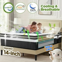 Qvamodo 14 Inch Hybrid King Mattress- Medium Firm King Size Bed in a Box - CertiPUR-US Certified Memory Foam, King Size mattress for Pressure Relief, Cooling Sleep, and Motion Isolation