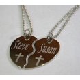 thumbnail image 3 of PERSONALIZED SPLIT HEART CROSS  NECKLACE SET STAINLESS STEEL, 3 of 3
