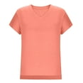 thumbnail image 3 of Lmnyox V Neck T Shirt for Women Short Sleeve Casual Loose Summer Shirts Solid Color Fashion Basic Tees Tops, 3 of 7