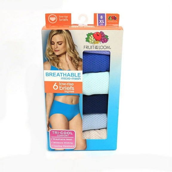 Fruit of the Loom Women's Breathable Micro-Mesh Low-Rise Briefs 6-Pack - XL