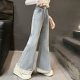 thumbnail image 6 of Dezsed Girls Jeans Baggy Wide Leg Cute Teen Denim Pants Junior Mid Rise Elastic Band with Pockets Casual Clothes 7-8 Years Light Blue, 6 of 6