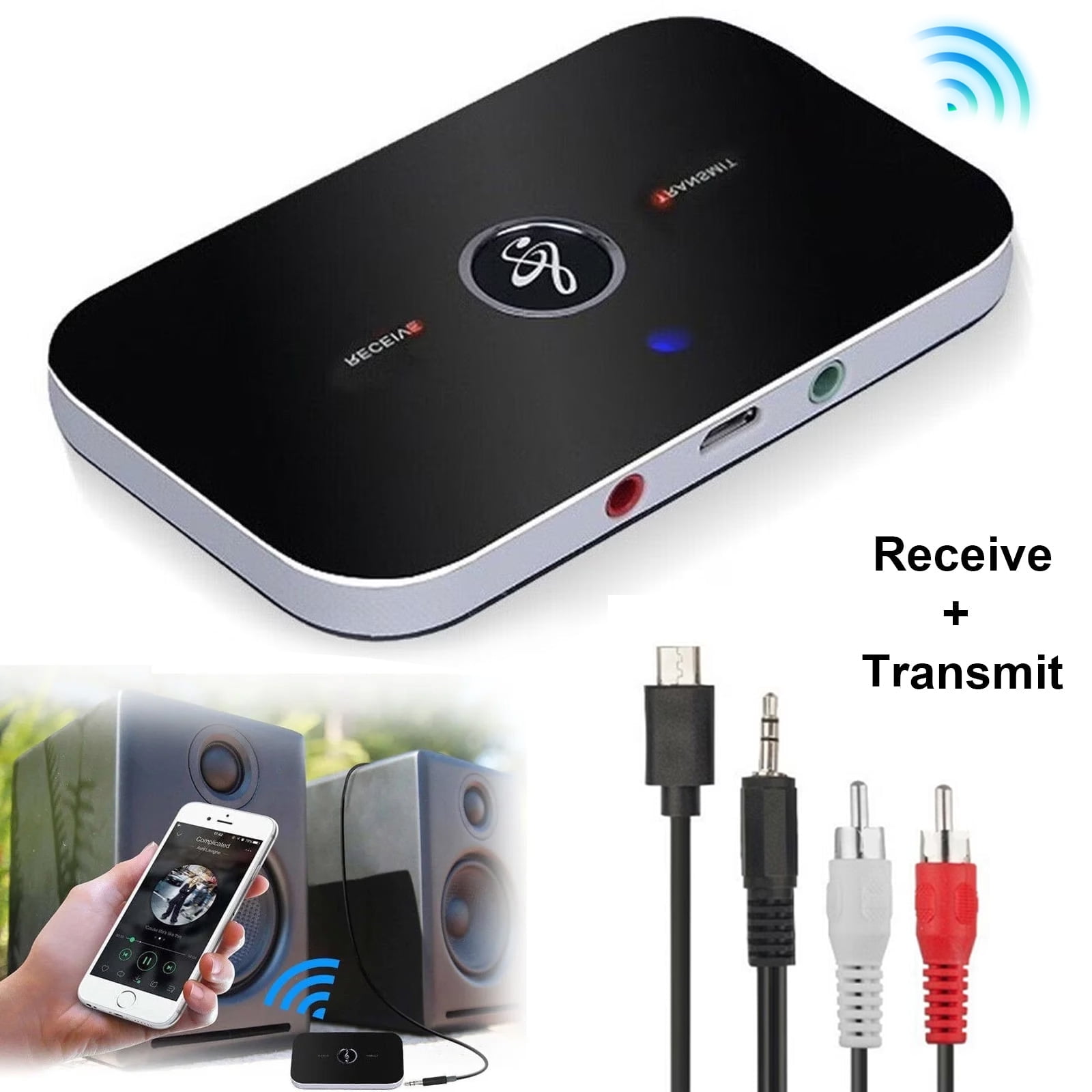 Blue tooth Transmitter Receiver - Blue tooth 5.0 Transmitter for TV, Wireless Audio Adapter for Home Stereo/Headphones/Speakers/ Home Theater/TV/PC/Car