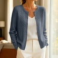 thumbnail image 5 of Women's Long Sleeve Knit Sweater Solid Color Round Neck Open Front Cardigan Soft Casual Wear for Travel & Outfit, 5 of 7