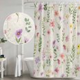 thumbnail image 4 of Pink Spring Floral Shower Curtain, Waterproof Shower Curtains for Bathroom, Flowers Elegant Pastoral Botanical Washable Fabric Bathtub Curtain Set Bath Decor with 12 Hooks Standard 72"x72", 4 of 6