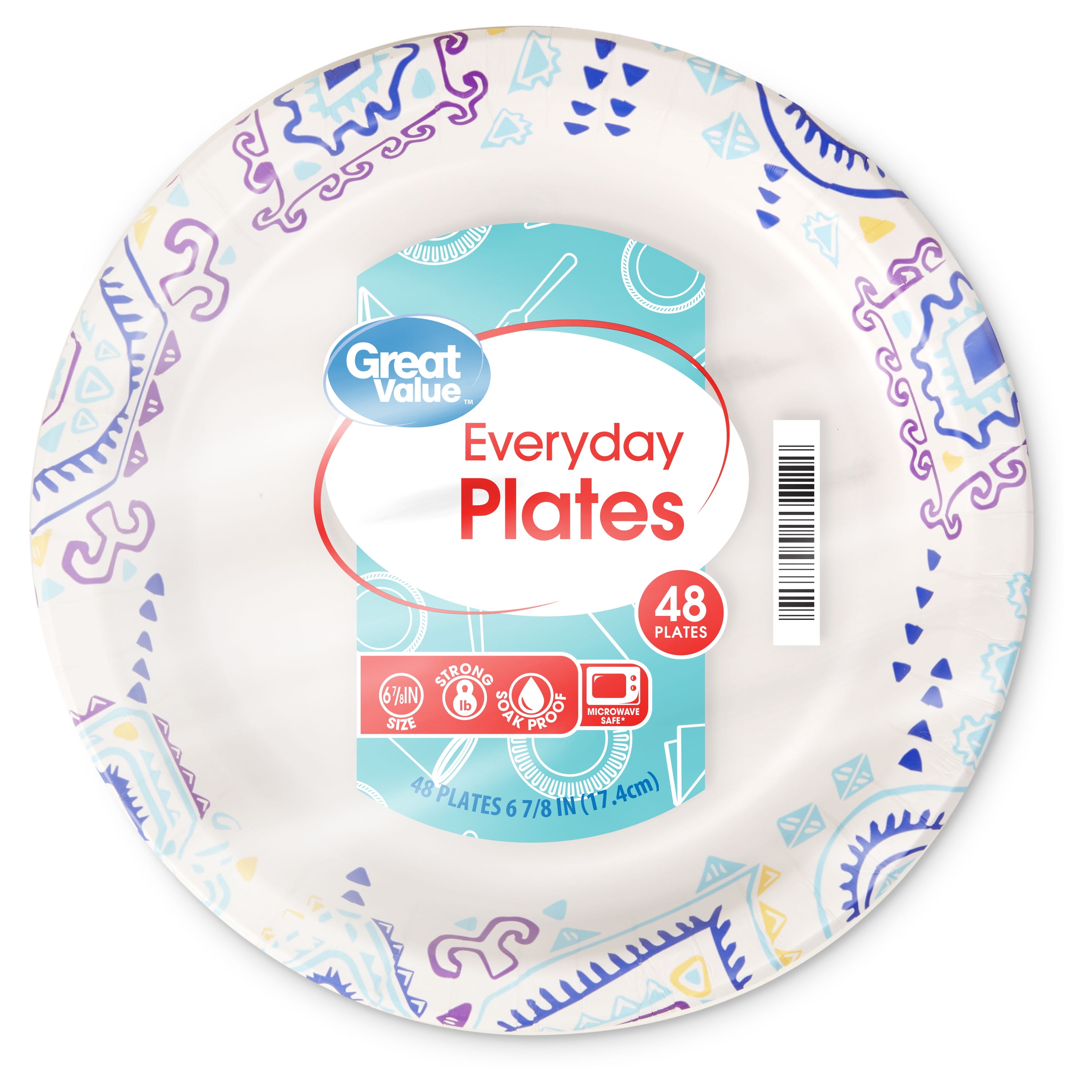 Great Value Everyday Paper Snack/Dessert Plates, 6", 48 Count