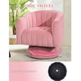 thumbnail image 3 of TUAREX Swivel Accent Chair with Armrest, Mid Century 360 Degree Swivel Barrel Chair, Overstuffed Tufted Velvet, for Living Room Bedroom, Pink, 3 of 5