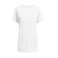 thumbnail image 5 of Tiqkatyck Graphic Tees for Women, Women Summer Casual Solid Loose Pullover Crewneck Shirt Short Sleeve Tunic Tops Blouse with Pockets T Shirts for Women White XL, 5 of 6