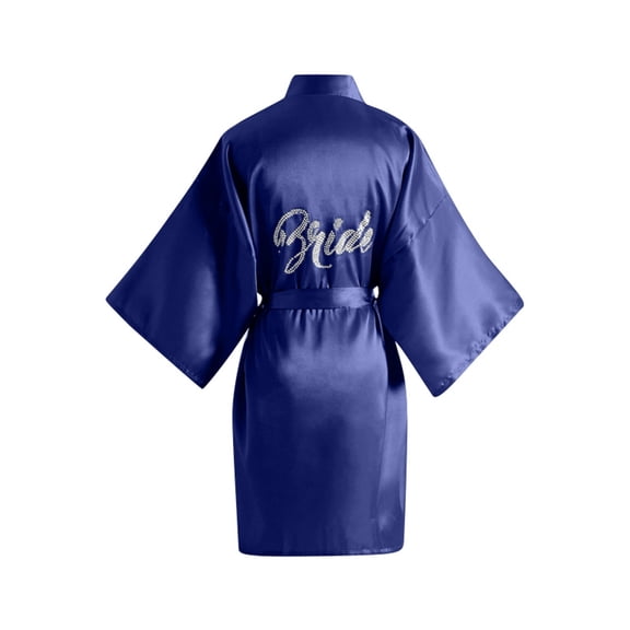 KANG Elegant Solid Color Rhinestone Bride Bathrobe For Women Silk Like Wedding Morning Gown Bridal Makeup Robe Perfect For Bridal Parties And Celebrations