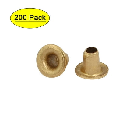

200pcs M2x2.5mm Brass Plated Metal Hollow Eyelets Rivets Gold Tone