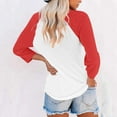 thumbnail image 4 of T-shirt à Col en V pour Femmes, Chandails à Manches 3/4 pour Femmes Automne Grande Taille Décontracté Couleur Patchwork Manches Raglan T-Shirts Hauts Mother Gifts, 4 of 6