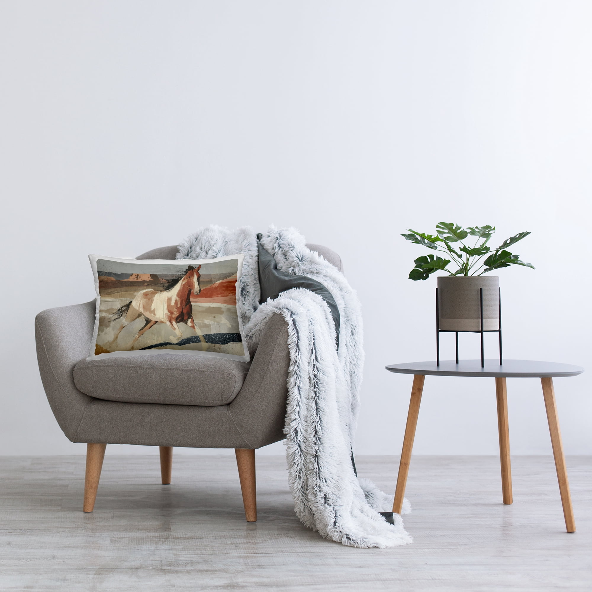 Stupell Industries Wild Horse Across Plains Decorative Printed Throw Pillow, design by Chromatic Storm Studio, 14 x 7 x 20