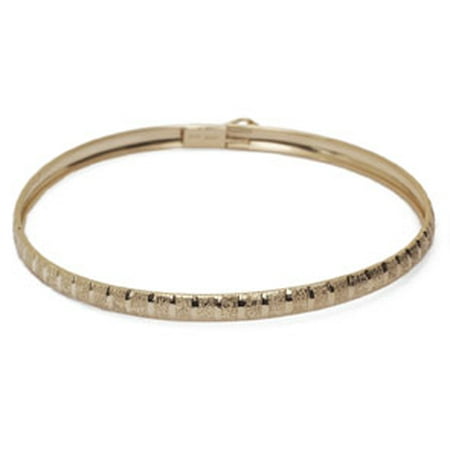 10K Yellow Gold Flexible Bangle Bracelet With Brush Design 8 Inches