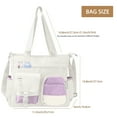 thumbnail image 6 of Gocvo Messenger Bag for School Cute Nylon Handbags with Multiple Pockets Messenger Bag for Women, Beige, 6 of 6