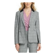 DKNY $139 Womens New Gray Check Button Suit Wear To Work Jacket 2P Petites B+B