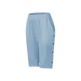 thumbnail image 5 of JJHGVB Cotton Linen Capris for Women Womens Linen Shorts Resort Wear for Women 2026 Wide Leg Capri Baggy Shorts Women Beach Outfits Bermuda Shorts Pedal Pushers for Women Below the Knee Light Blue S, 5 of 5