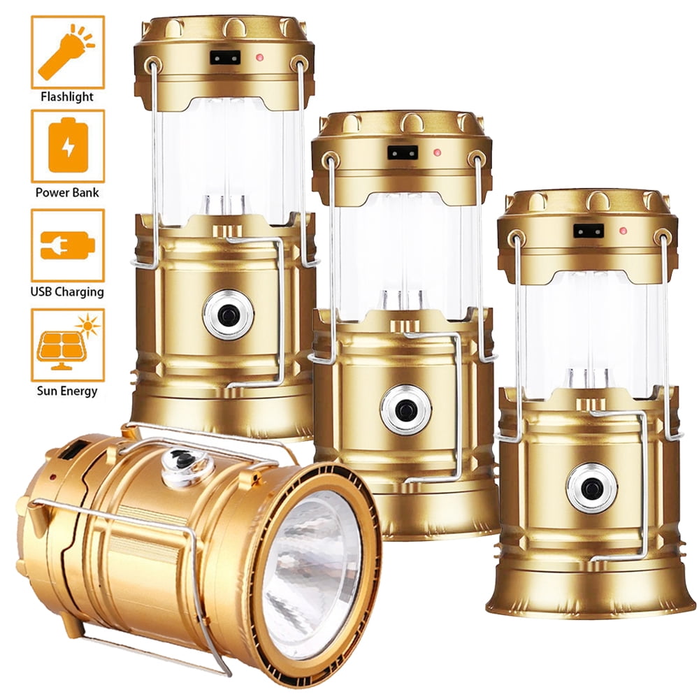 4x USB Solar Portable Outdoor LED Rechargeable Camping Lantern