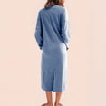 thumbnail image 3 of Women's Casual Dress, Long Sleeve Maxi Dress with Side Slit and Pockets, Striped Beach Dress, Round Neck Relaxed Fit, 3 of 6