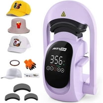 Adnoom Auto Hat Heat Press Machine, 3-in-1 Cap press, with 3pcs Interchangeable Platen, Heat Transfer Printing for Caps, Hats, Purple