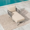 thumbnail image 6 of SUMMIT LIVING 6-Piece Wicker Patio Furniture Set with Detachable Armrests and Thick Cushions, 7 Seat Outdoor Conversation Set with Coffee Table & 2 Ottomans, Cool Gray, 6 of 14