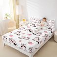 thumbnail image 3 of Manfei Cute Cat Kitten King Sheets, Cartoon Cupcake Bedding, Pink White, 4-Piece, 1 Flat Sheet, 1 Fitted Sheet and 2 Pillowcases, 3 of 6