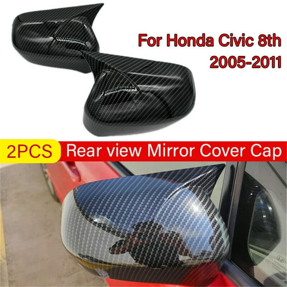 Zyutaosan 2X For Honda Civic 8th 2005-2011 Car Rearview Side Mirror Cover Cap Carbon Fiber Look