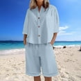 thumbnail image 2 of Tumotour 2 Piece Outfits Set For Women Summer Casual Wear Matching Two Piece Shirts And Drawstring Shorts Spring Outfit 2025, 2 of 7