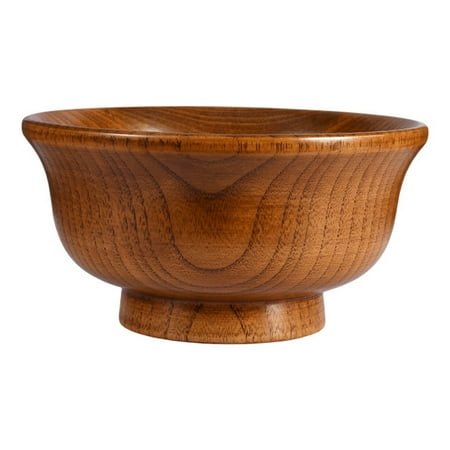 

Warkul 190/240/300/425/475ml Wooden Bowl Reusable Reverse Edge Round Thickened Anti-scalding High-footed Mongolia Style Rice Bowl Kitchen Utensil