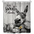 thumbnail image 3 of SPXUBZ Farmhouse Funny Donkey Shower Curtain,Black and White Hilarious Rustic Animal Sunflower Lovely Bathroom set with12 Hooks 72X72 inches, 3 of 7