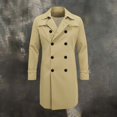 thumbnail image 6 of uublik Mens Trench Coat Khaki Long Sleeve Classic Overcoat Open Front Cardigan Jacket, 6 of 6