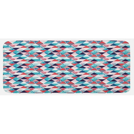 

Flamingo Kitchen Mat Horizontal Triangles Geometrical Frames with Exotic Beach Elements Mosaic Design Plush Decorative Kitchen Mat with Non Slip Backing 47 X 19 Multicolor by Ambesonne
