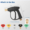 thumbnail image 7 of High Pressure Washer Gun Kit 4000 PSI Short Pressure Washer Spray Gun M22-14mm/15mm Fitting with 5 Spray Nozzle Tips for Car Pressure Power Washers, 7 of 7