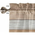 thumbnail image 5 of Kitchen Curtains Valance and Tiers 3 Piece Set, Brown Ombre Retro Farm Gradient Wood Grain Short Window Treatments Rod Pocket Tier and Valance for Cafe Laundry Room Bathroom Decor 24-Inch Tier Set, 5 of 6