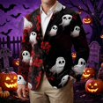 thumbnail image 2 of Delconic Mens Corduroy Blazer Halloween Print Sport Coat Casual Business Jacket Two Button Notch Lapel Tailored Fit Party Outerwear Red S, 2 of 7