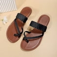 thumbnail image 3 of Dakaela Women's Strappy Flat Sandals Braided Summer Flip Flops Open Toe Casual Slides Footbed Slippers, 3 of 5